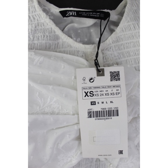 Zara NWT Embroidered Dotted Mesh Top XS - Picture 6 of 6